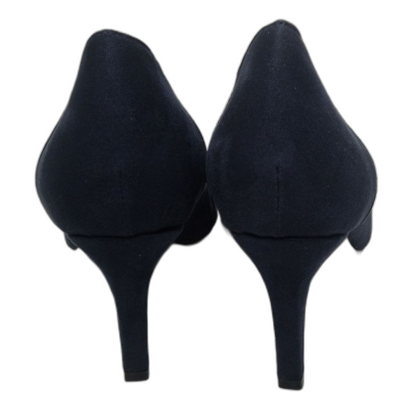 NEW Ashro Pumps Pointed Toe Blue Heels with Cutouts & Woven Gold Design Sz 11 - Picture 2 of 7